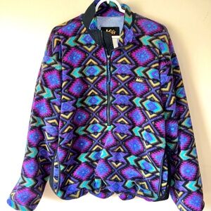 Vintage REI 90’s 1/4 Zip Aztec Colorful Fleece Pullover Sweater LARGE Gore XCR